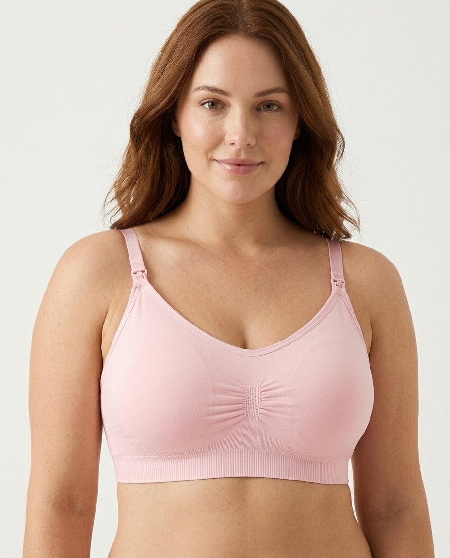 Leona Seamless Maternity Nursing Bra Baby Pink Front Close Product Detail