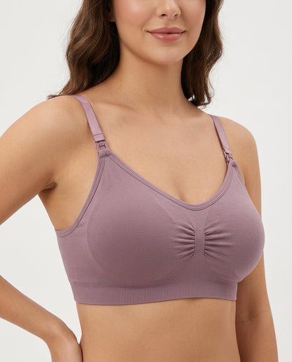 Leona Seamless Maternity Nursing Bra Mauve Purple Hero Front Australian Model