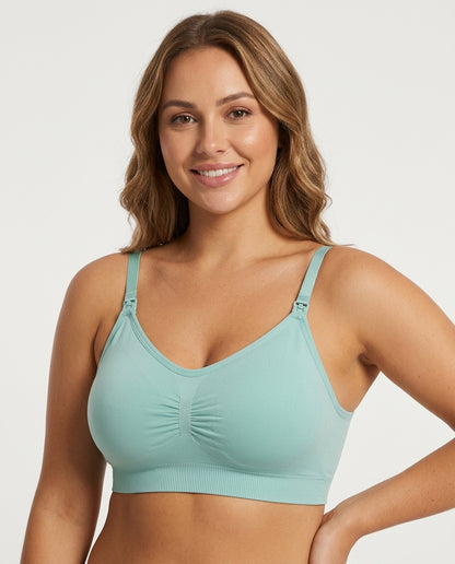 Leona Seamless Maternity Nursing Bra Mint Green Hero Front Australian Model