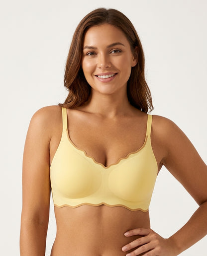 Liora Scallop Edge Seamless Bra Butter Yellow Hero Front Australian Model