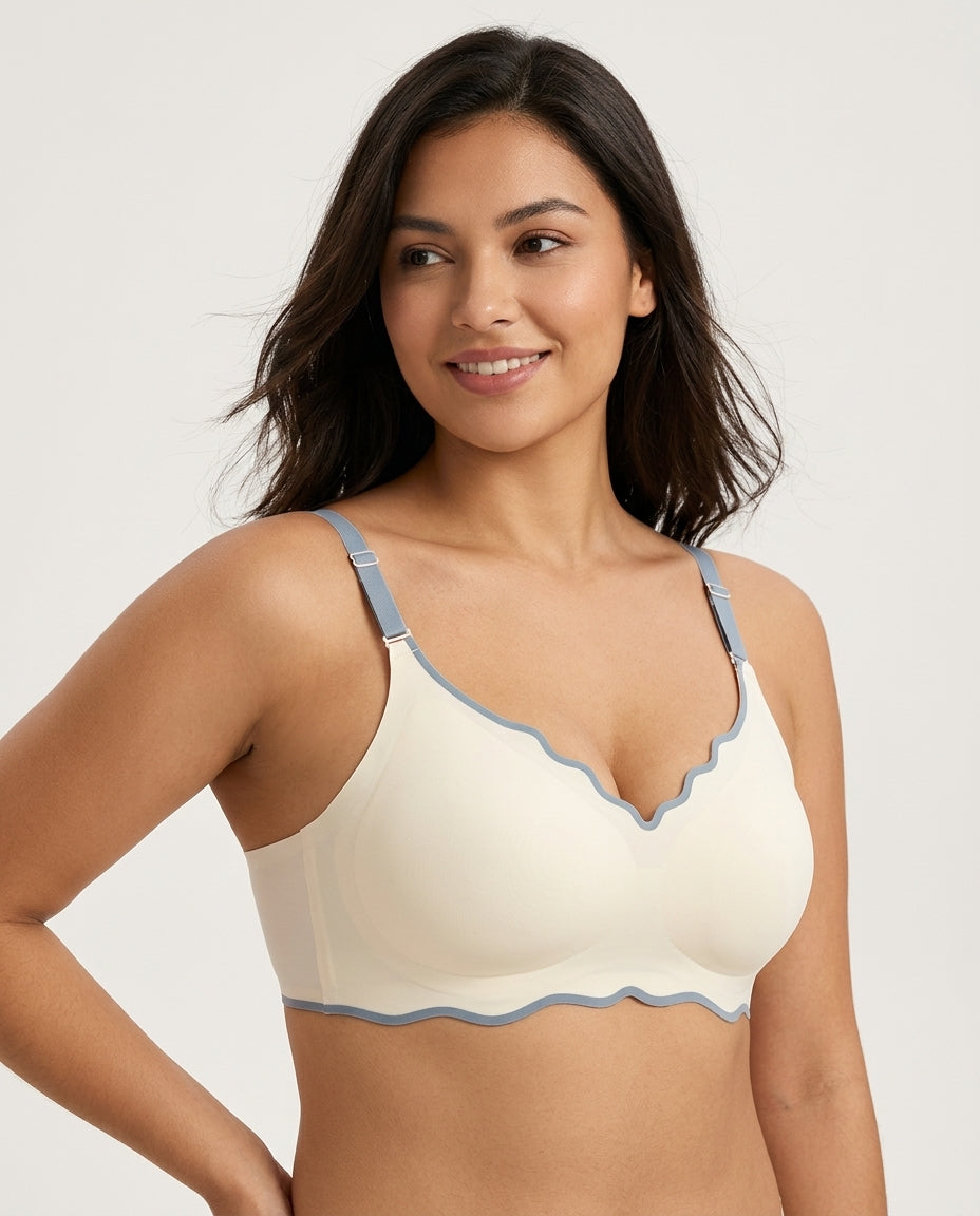 Liora Scallop Edge Seamless Bra Ivory Cream Hero Front Australian Model