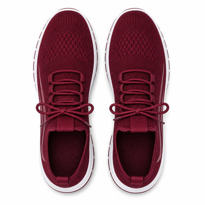 Luma Soft Sole Flyknit Sneakers For Women Wine Red Top Down Detail