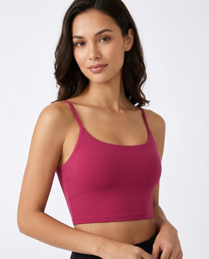 Luna Light Longline Yoga Crop Bra Hot Pink Model Front