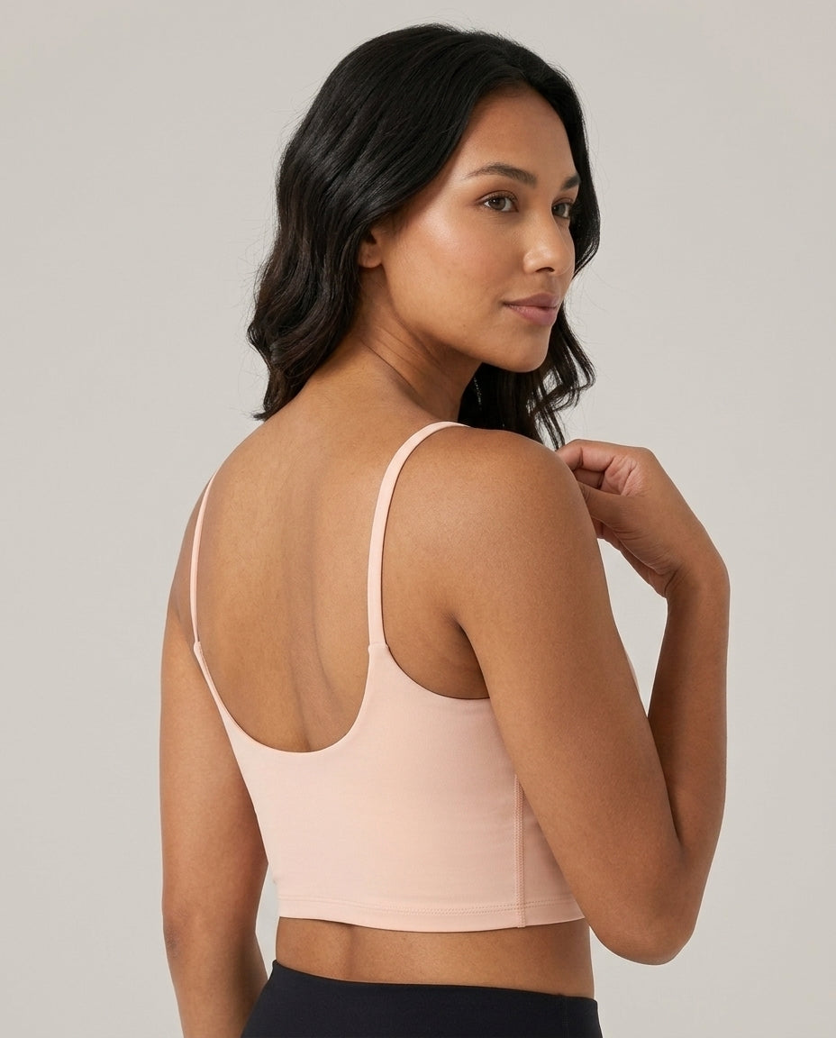 Luna Light Longline Yoga Crop Bra Nude Scoop Back Detail