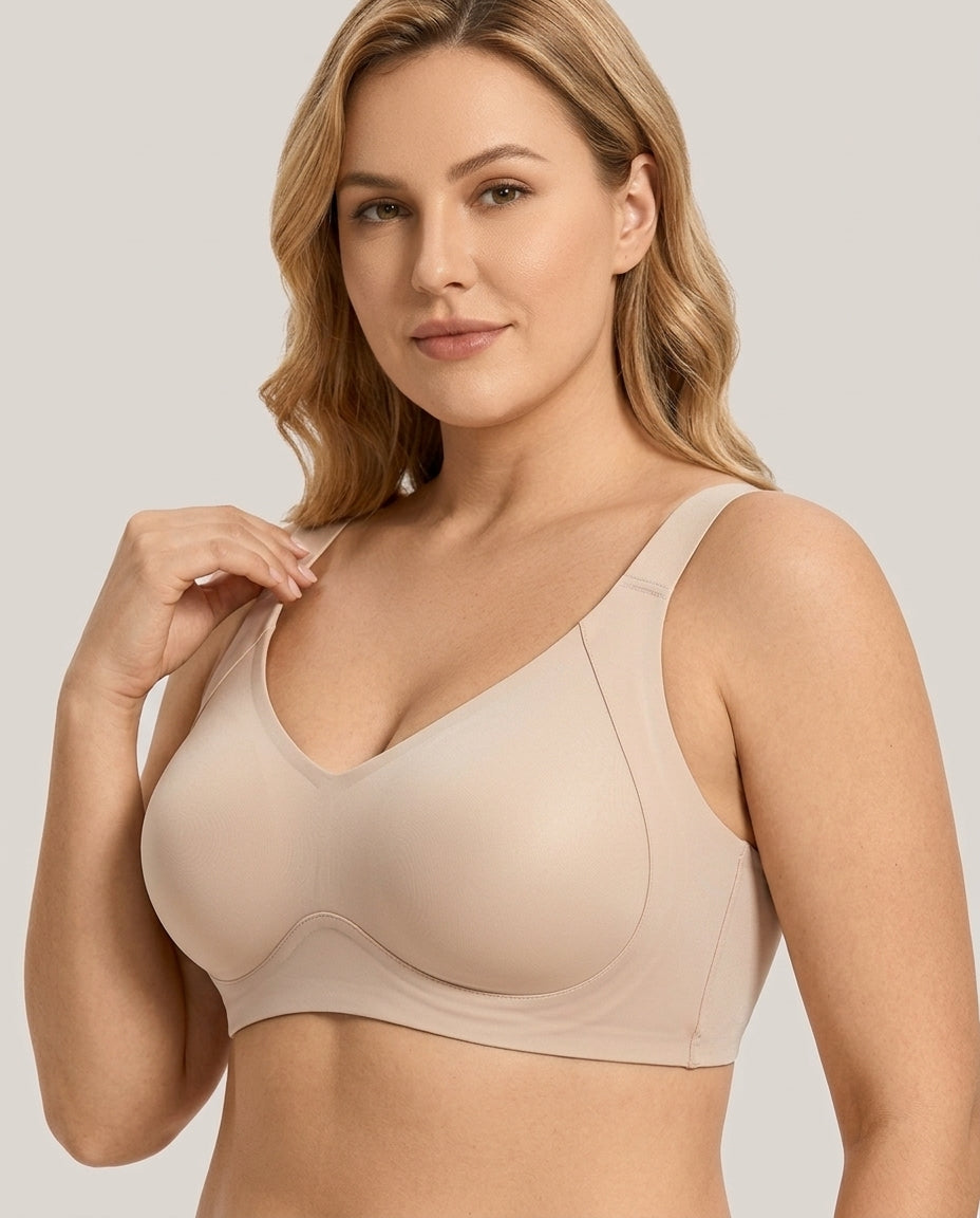Mabel Wide Strap Wirefree Support Bra Nude Strap Support Detail