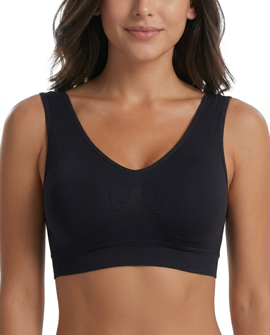 Mae U Back Wirefree Comfort Bra Black Support Detail