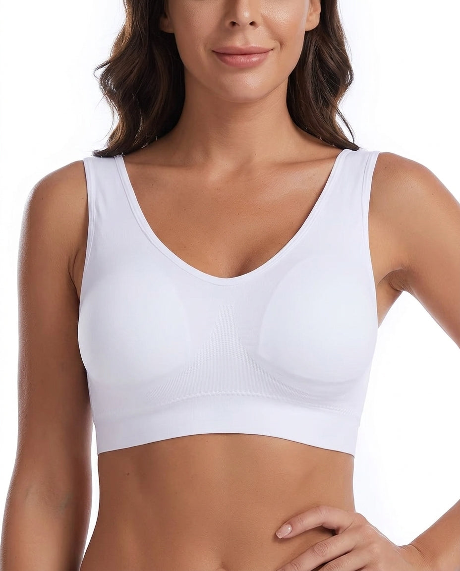 Mae U Back Wirefree Comfort Bra White Model Front