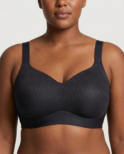 Maris Jacquard Full Coverage Bra Black Front Close Detail