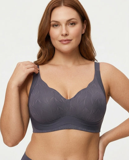 Maris Jacquard Full Coverage Bra Grey Front Close Detail