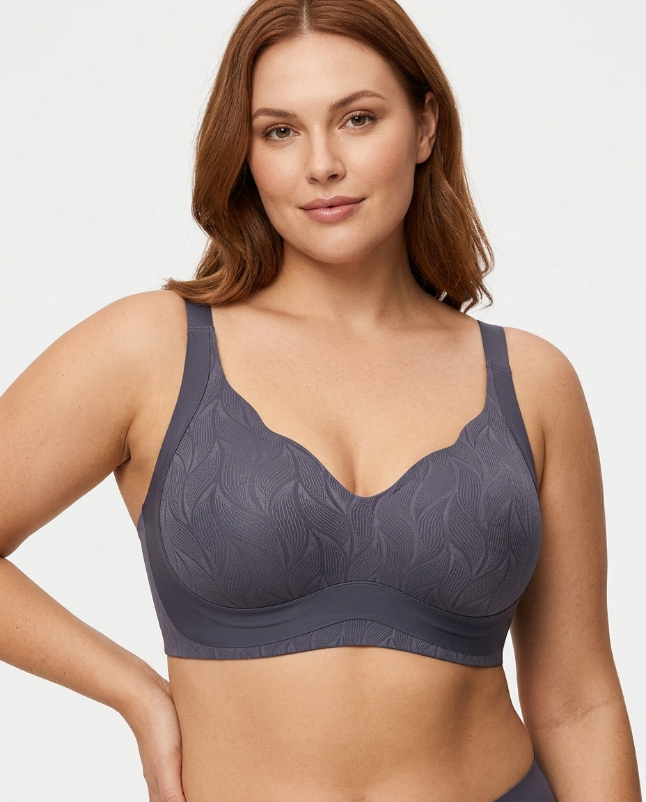Maris Jacquard Full Coverage Bra Grey Model Front