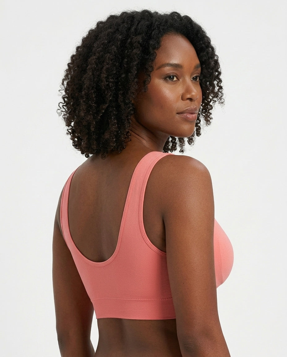 Mila Yoga Sport Crop Bra Coral Pink U Back Detail