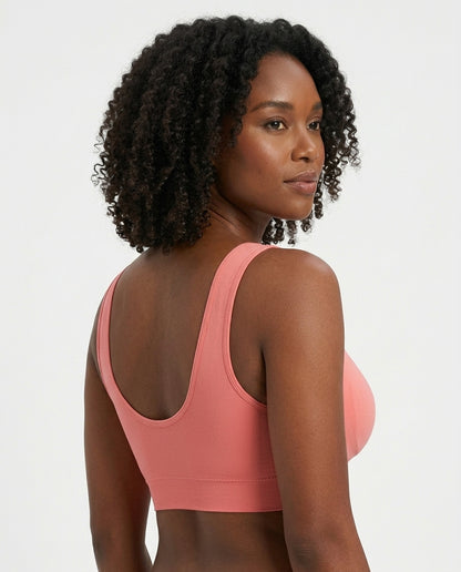 Mila Yoga Sport Crop Bra Coral Pink U Back Detail