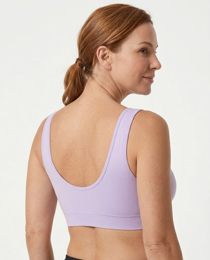 Mila Yoga Sport Crop Bra Light Lavender U Back Detail
