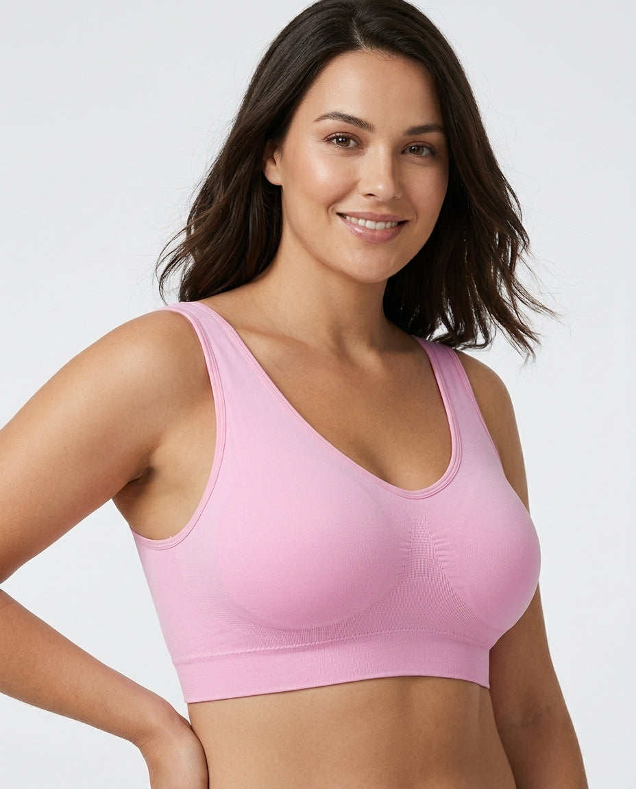 Mila Yoga Sport Crop Bra Pink Model Front