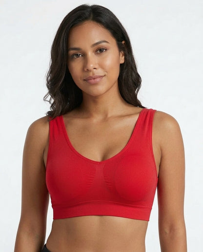 Mila Yoga Sport Crop Bra Red Front Close Detail