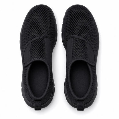 Mira Wide Fit Slip On Walking Shoes For Women All Black Top Down Detail