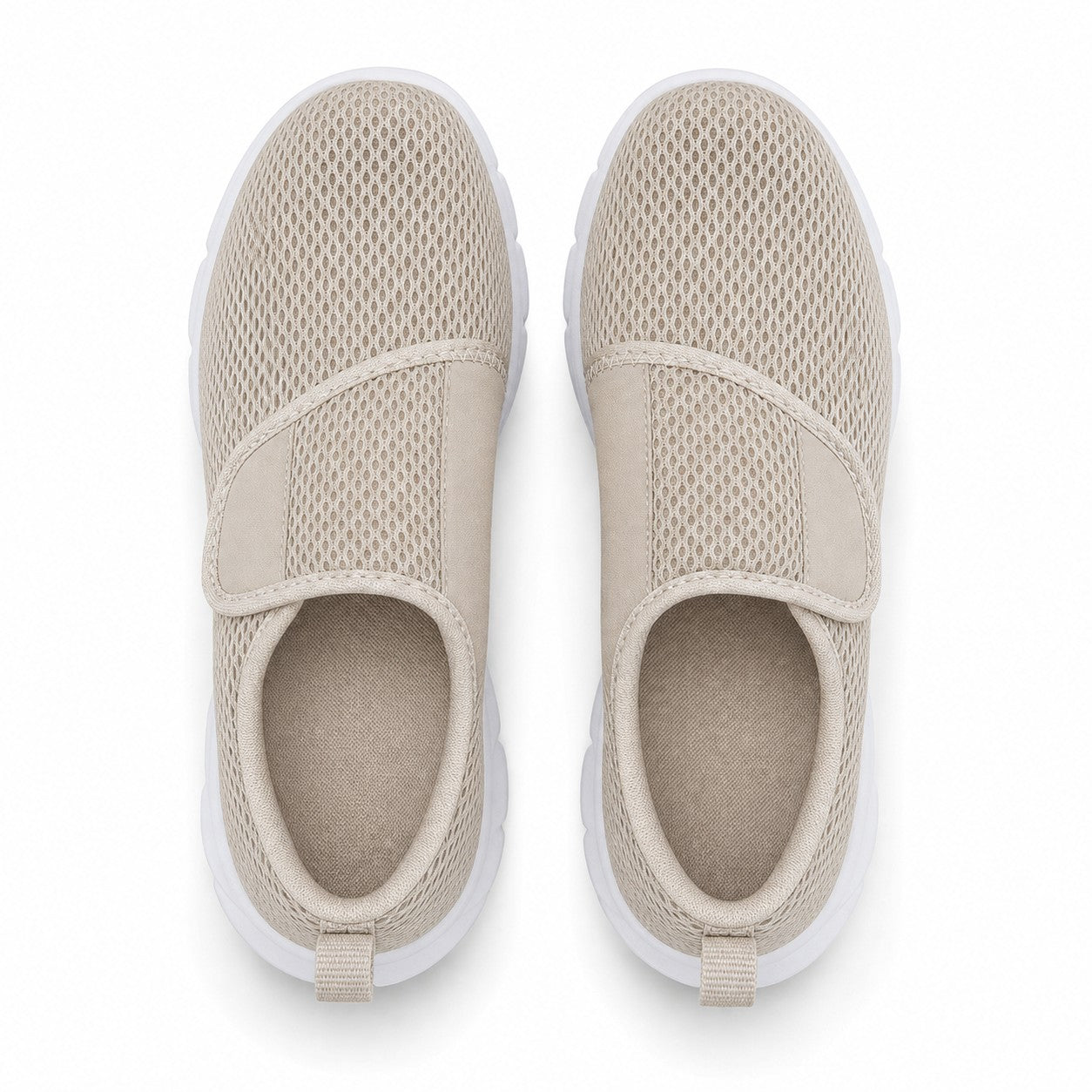 Mira Wide Fit Slip On Walking Shoes For Women Beige Top Down Detail
