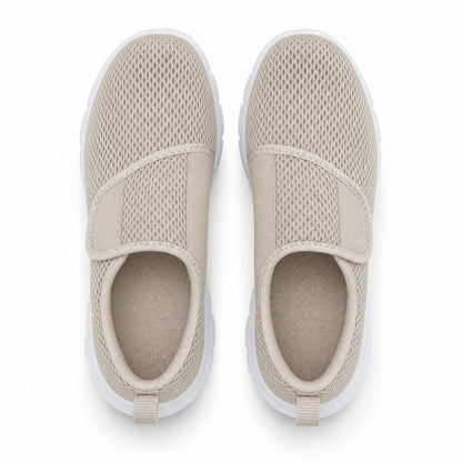 Mira Wide Fit Slip On Walking Shoes For Women Beige Top Down Detail