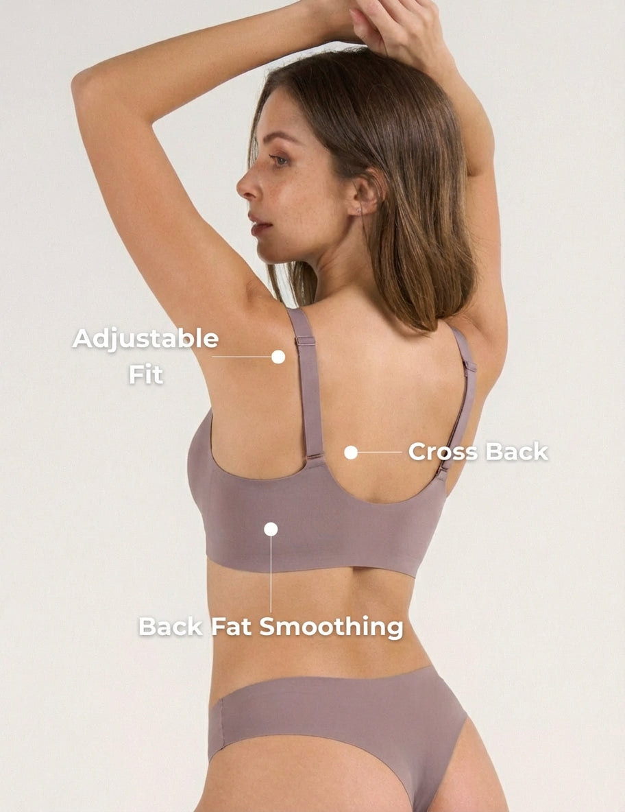 Mira Womens Seamless Push Up Jelly Bra Cross Back Support