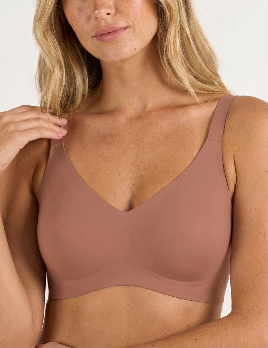 Mira Womens Seamless Push Up Jelly Bra Pink Warm Tone Front