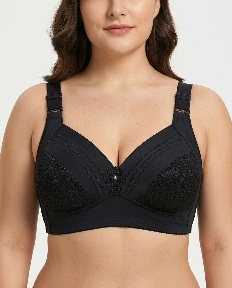 Nadia Wireless Full Coverage Bra Black Front Close Product Detail