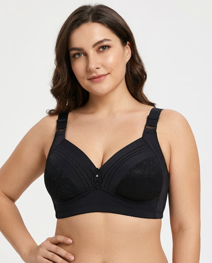 Nadia Wireless Full Coverage Bra Black Hero Front Australian Model