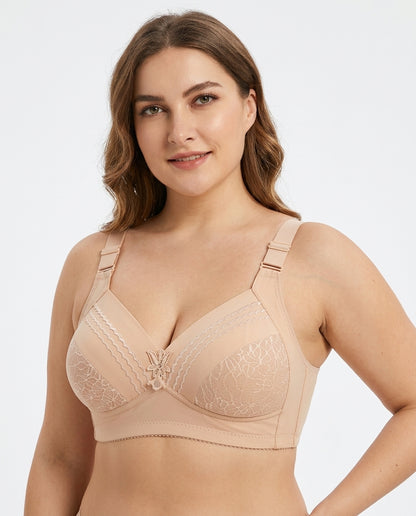 Nadia Wireless Full Coverage Bra Nude Beige Hero Front Australian Model