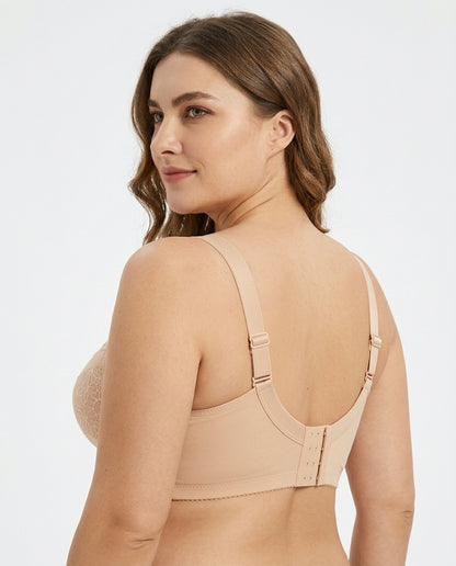 Nadia Wireless Full Coverage Bra Nude Beige Side Back Wide Strap Hook Detail