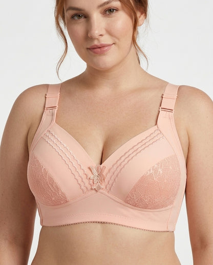 Nadia Wireless Full Coverage Bra Peach Pink Front Close Product Detail