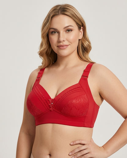 Nadia Wireless Full Coverage Bra Red Hero Front Australian Model
