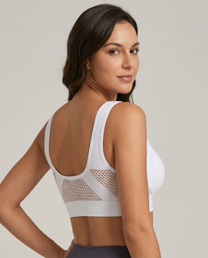 Naya Side Mesh Wirefree Bra White Mesh Back View