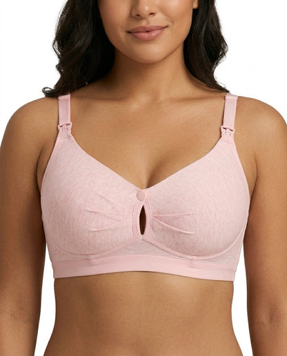 Nella Wirefree Clip Down Nursing Bra Soft Pink Front Close Product Detail