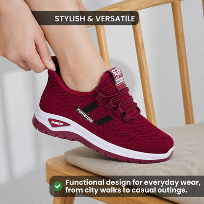 Nira Anti Slip Lightweight Walking Shoes For Women Colour Burgundy Stylish Versatile Lifestyle