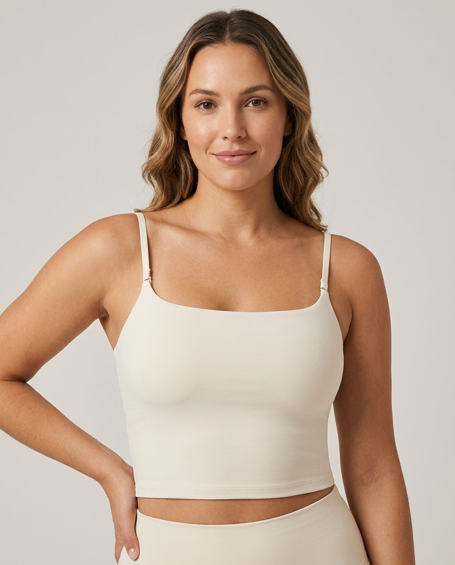 Noa Square Neck Cami Bra Ivory Cream Hero Front Australian Model