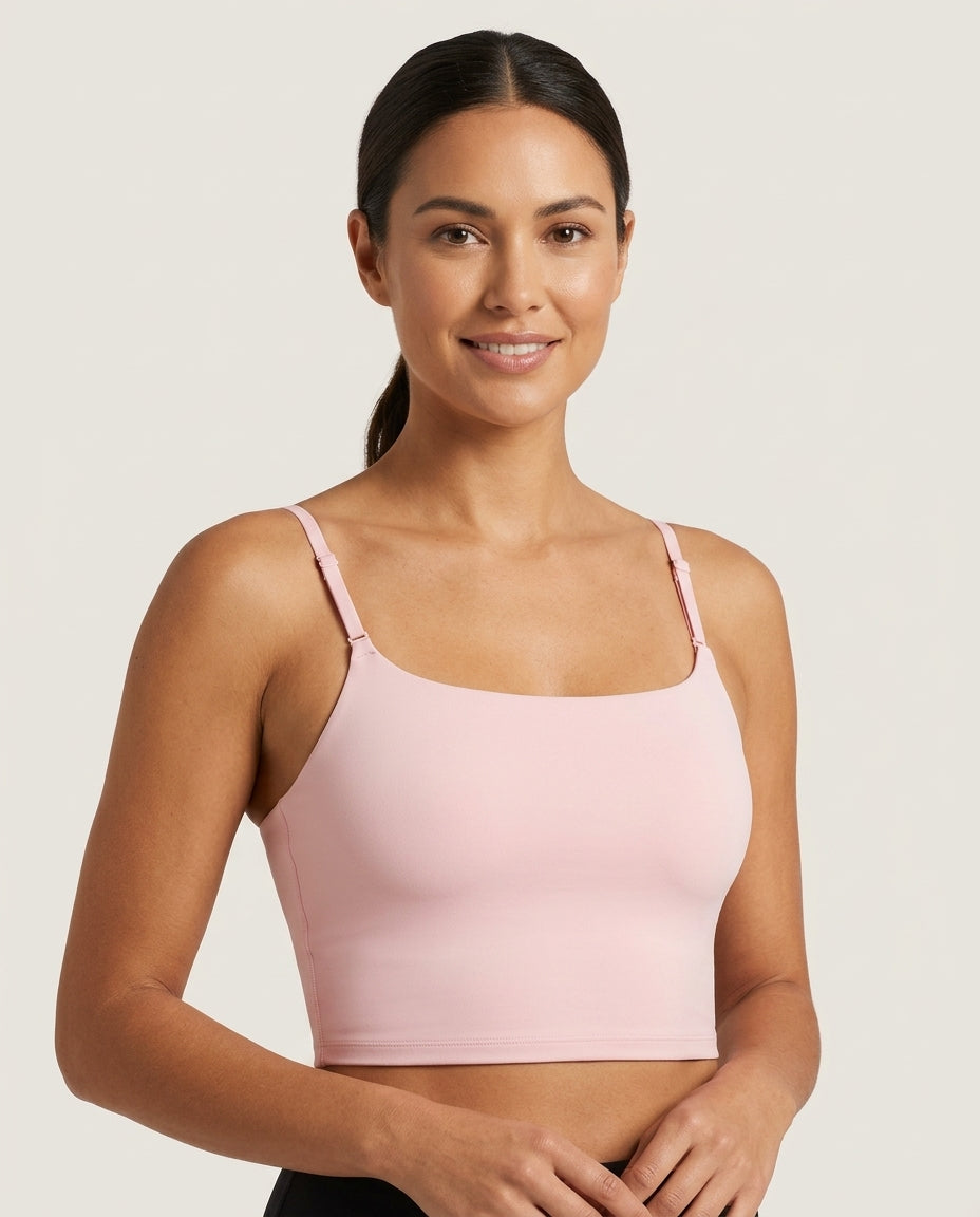 Noa Square Neck Cami Bra Soft Pink Hero Front Australian Model