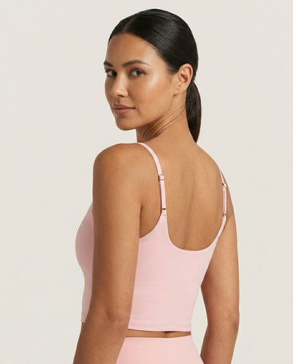Noa Square Neck Cami Bra Soft Pink Side Back Low Square Cami Back Detail