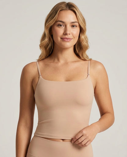 Noa Square Neck Cami Bra Warm Beige Hero Front Australian Model