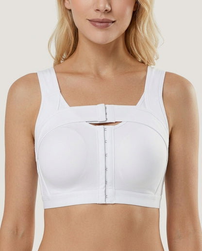 Nora Post Surgery Front Closure Bra White Front Close Detail