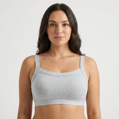 Nova Seamless Wire Free Crop Sports Bra Grey Front