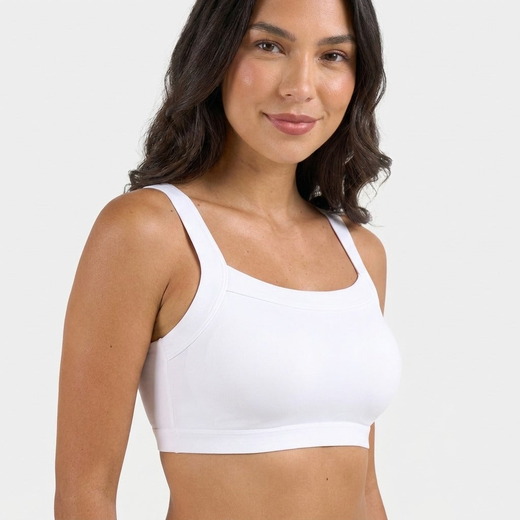 Nova Seamless Wire Free Crop Sports Bra White Front