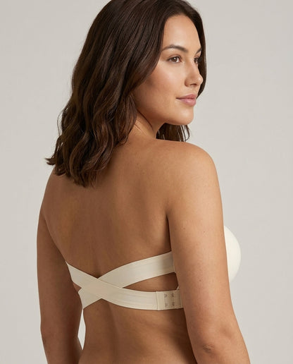 Ophelia Crossback Strapless Bandeau Bra Ivory Crossback View