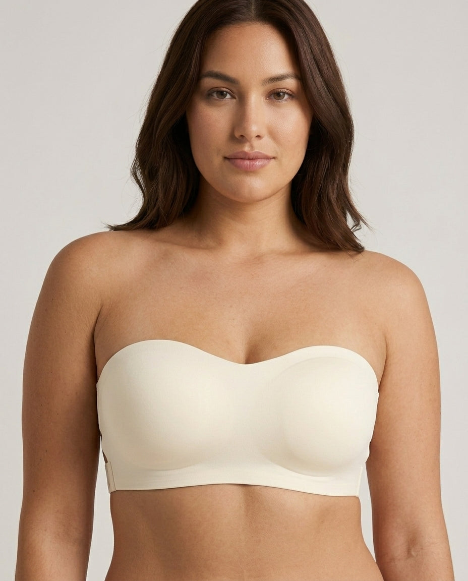Ophelia Crossback Strapless Bandeau Bra Ivory Side Support Detail