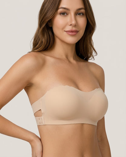 Ophelia Crossback Strapless Bandeau Bra Nude Model Front
