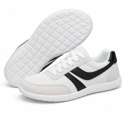 Orlena Roomy Toe Walking Shoes For Women White Black Front Hero Pair Sole