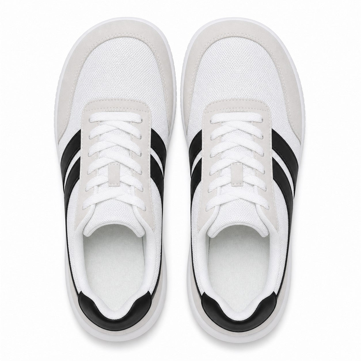 Orlena Roomy Toe Walking Shoes For Women White Black Top Down Detail