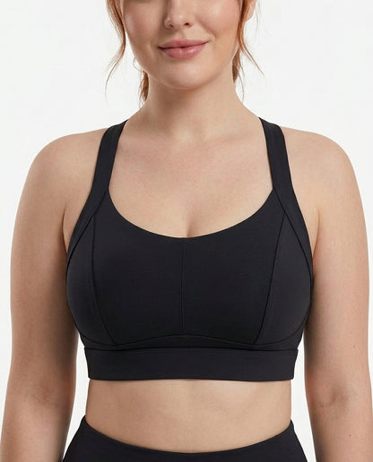 Rina X Back Support Sports Bra Black Front Close Product Detail