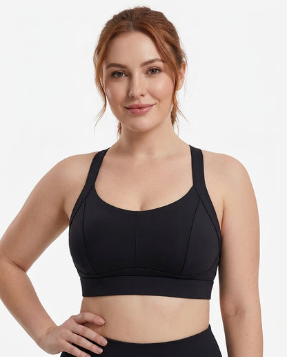 Rina X Back Support Sports Bra Black Hero Front Australian Model
