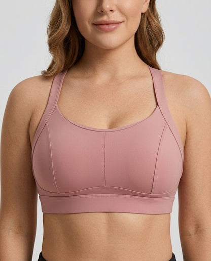Rina X Back Support Sports Bra Dusty Rose Front Close Product Detail