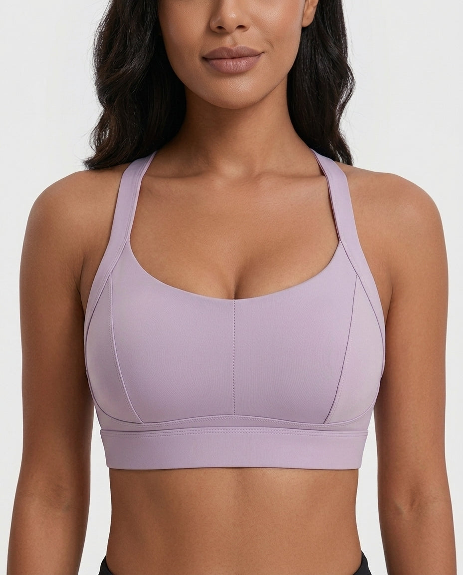 Rina X Back Support Sports Bra Lavender Front Close Product Detail