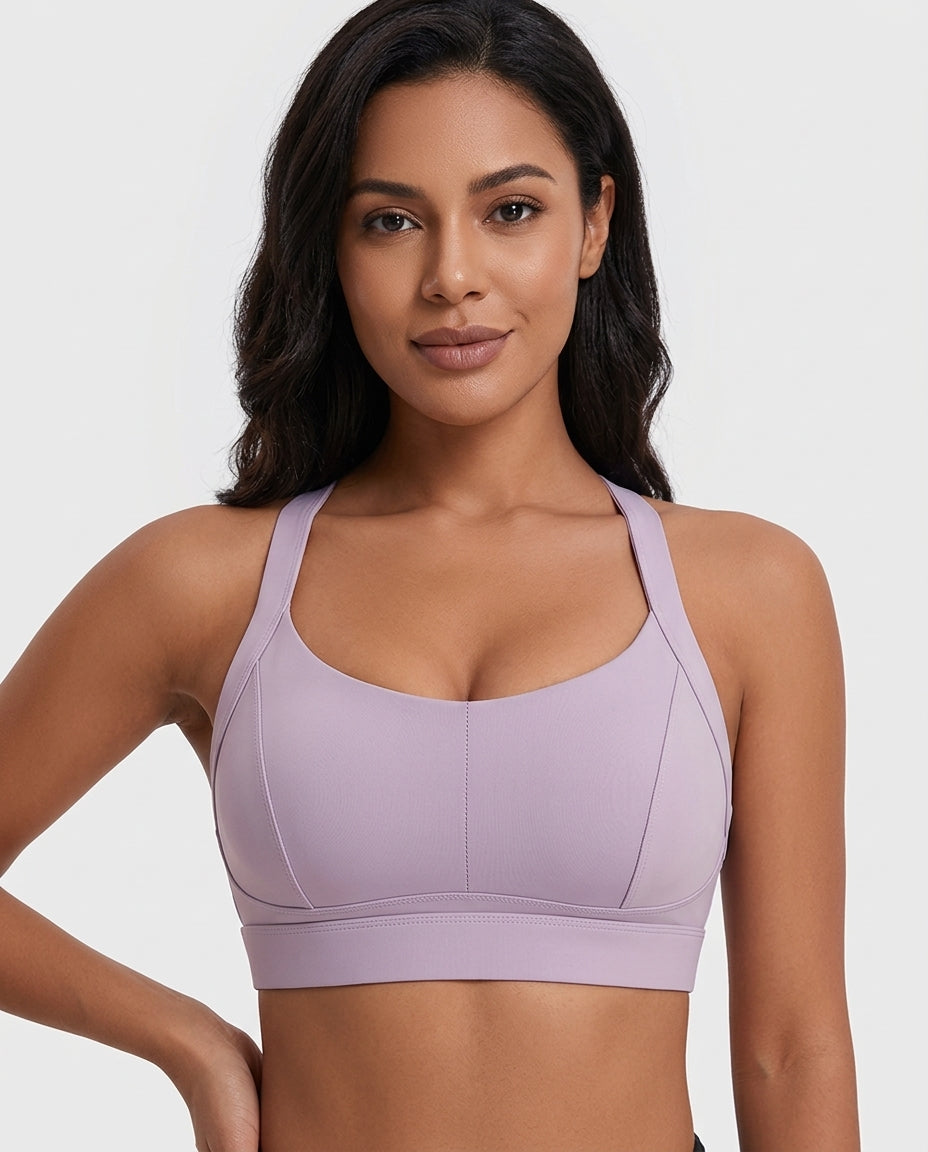 Rina X Back Support Sports Bra Lavender Hero Front Australian Model